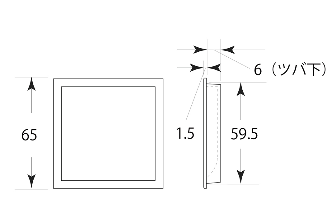 フレルテ 01‐682 浅口襖引手 樹脂製 チリ角形 ビットブラック